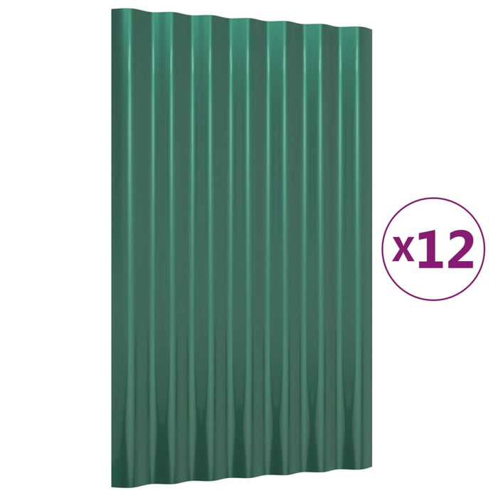 Panouri de acoperiș 12 buc. oțel galvanizat verde 60x36 cm WALTI