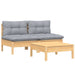 Set mobilier de grădină cu perne gri, 3 piese, lemn de pin - WALTI WALTI