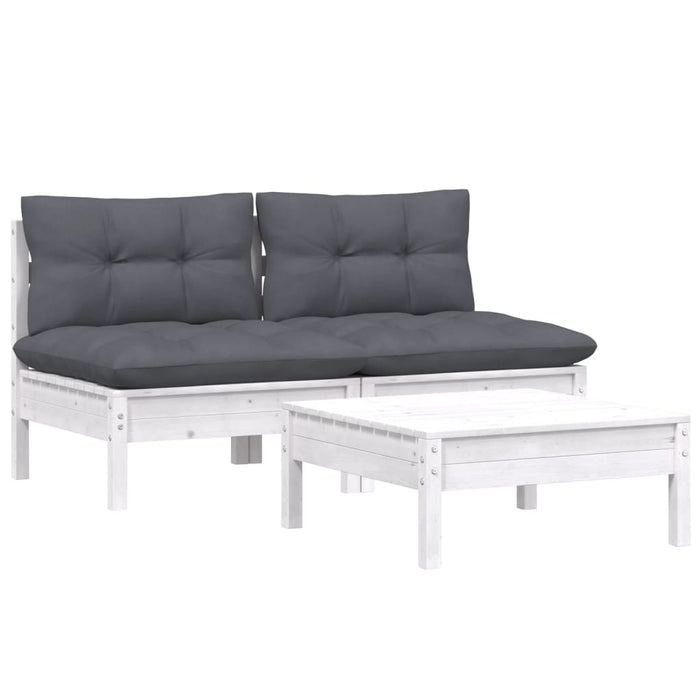 Set mobilier grădină cu perne, antracit, 3 piese, lemn de pin WALTI