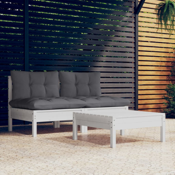 Set mobilier grădină cu perne, antracit, 3 piese, lemn de pin WALTI