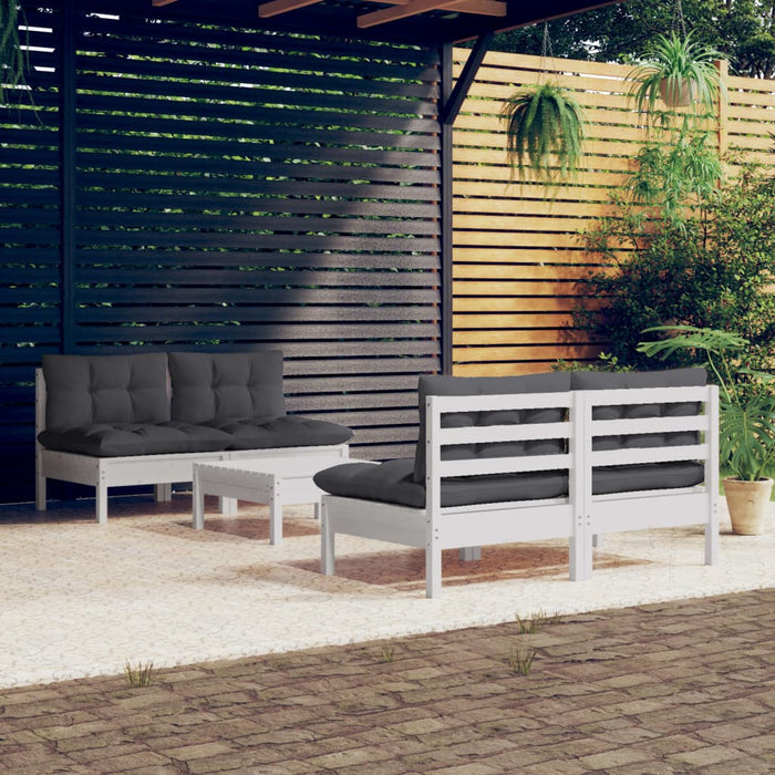 Set mobilier grădină cu perne antracit, 5 piese, lemn de pin WALTI