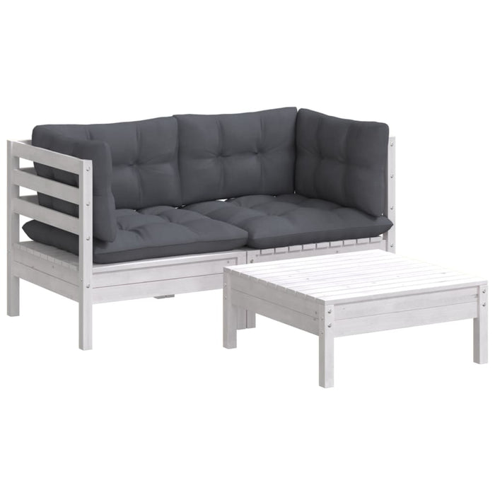 Set mobilier grădină cu perne, antracit, 3 piese, lemn de pin - WALTI WALTI