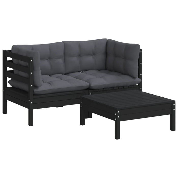 Set mobilier grădină cu perne antracit, 3 piese, lemn de pin - WALTI WALTI
