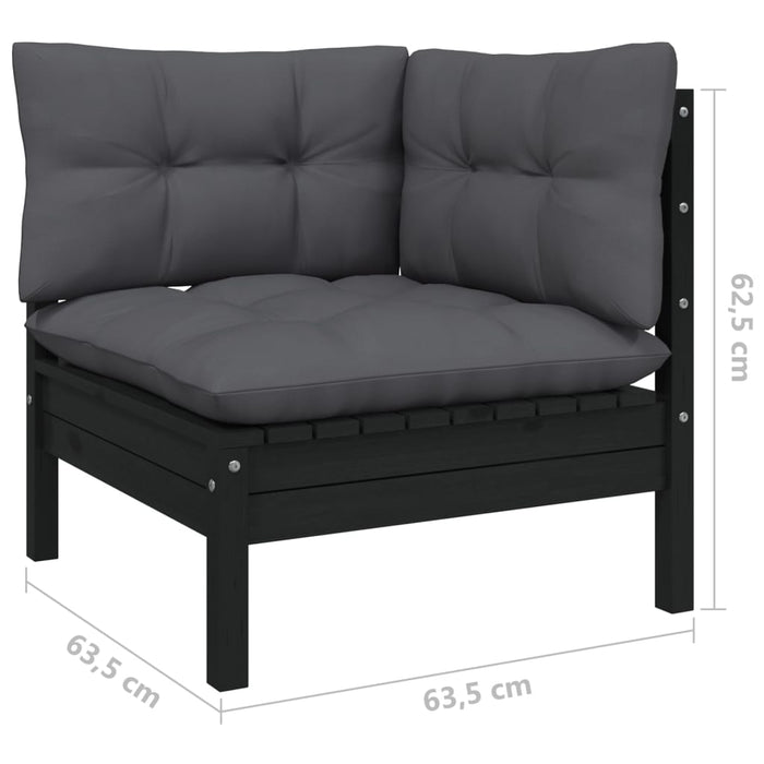 Set mobilier grădină cu perne antracit, 3 piese, lemn de pin - WALTI WALTI
