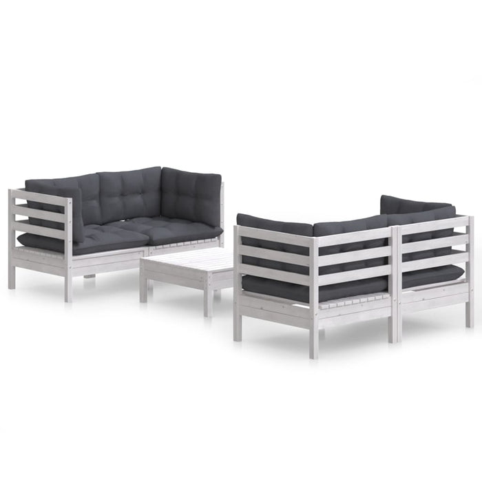 Set mobilier grădină cu perne antracit, 5 piese, lemn de pin WALTI