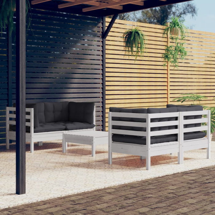 Set mobilier grădină cu perne antracit, 5 piese, lemn de pin WALTI
