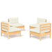 Set mobilier grădină cu perne, 4 piese, crem, lemn de pin - WALTI WALTI
