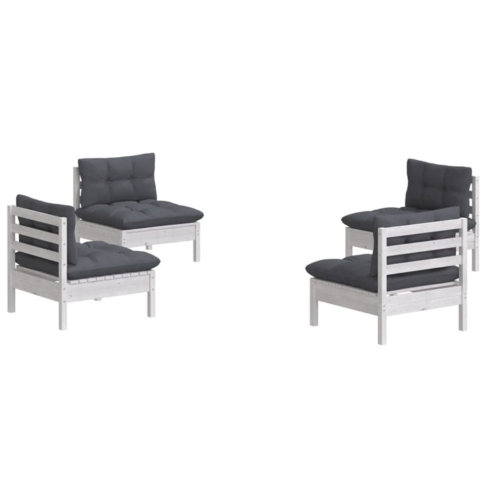 Set mobilier grădină cu perne antracit, 4 piese, lemn de pin - WALTI WALTI