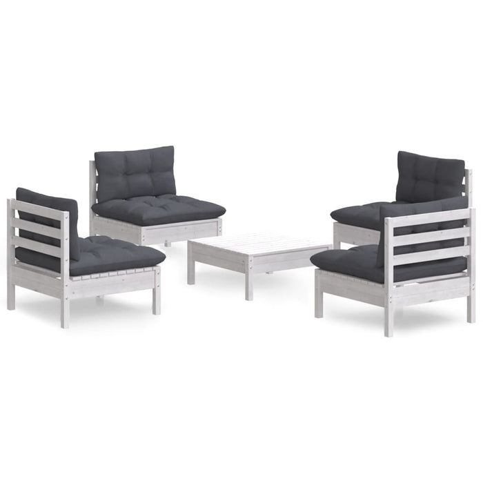Set mobilier grădină cu perne antracit, 5 piese, lemn de pin WALTI