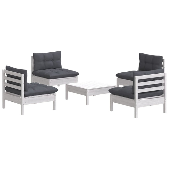 Set mobilier grădină cu perne antracit, 5 piese, lemn de pin WALTI