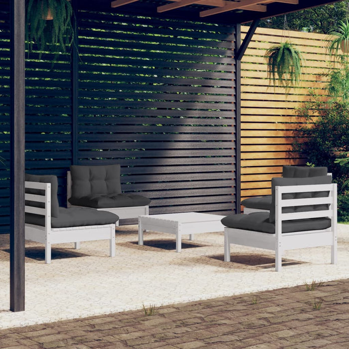 Set mobilier grădină cu perne antracit, 5 piese, lemn de pin WALTI