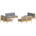 Set mobilier de grădină cu perne, 8 piese, gri, lemn de pin - WALTI WALTI