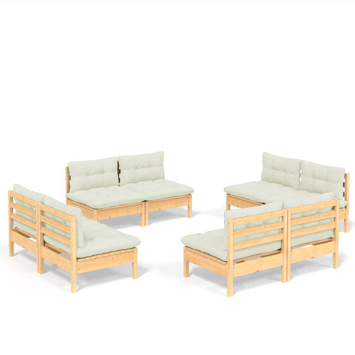Set mobilier grădină cu perne crem, 8 piese, lemn masiv de pin - WALTI WALTI