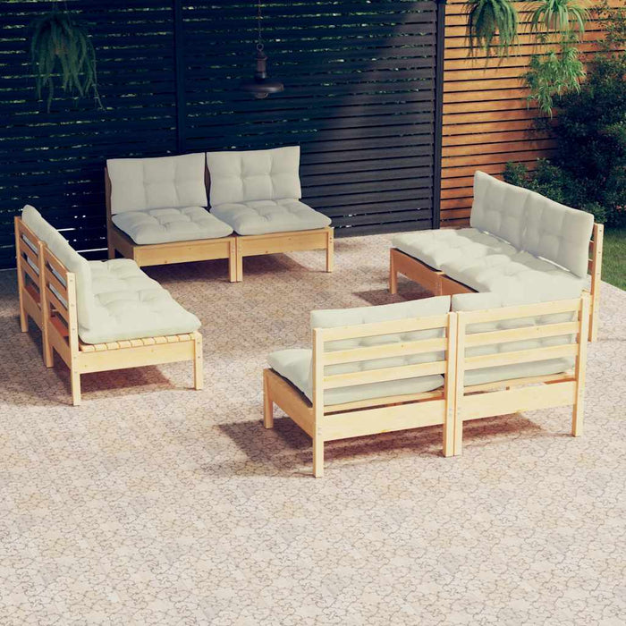 Set mobilier grădină cu perne crem, 8 piese, lemn masiv de pin - WALTI WALTI