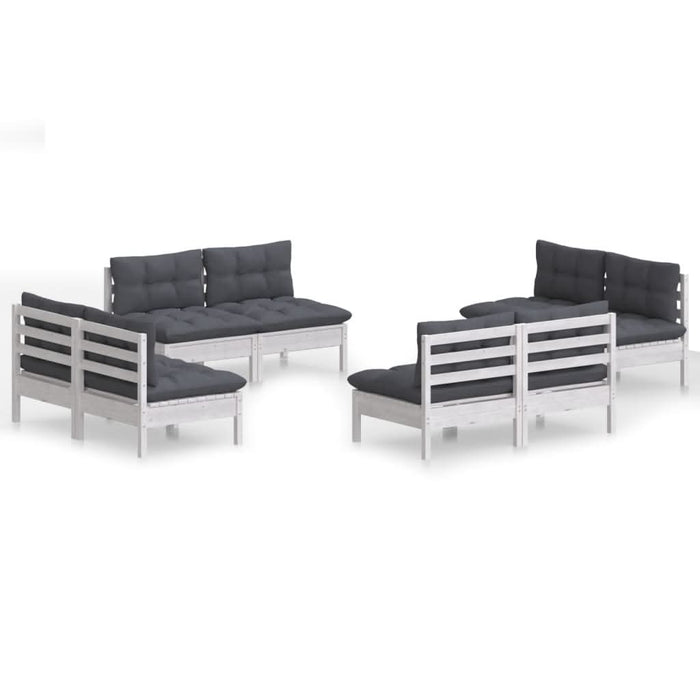 Set mobilier de grădină cu perne, 8 piese, antracit, lemn pin - WALTI WALTI