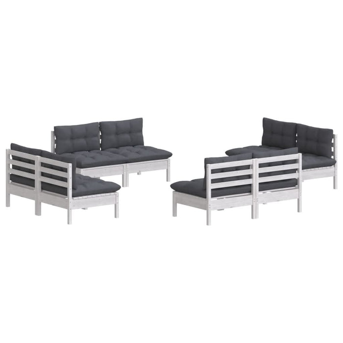 Set mobilier de grădină cu perne, 8 piese, antracit, lemn pin - WALTI WALTI