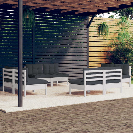 Set mobilier de grădină cu perne, 8 piese, antracit, lemn pin - WALTI WALTI