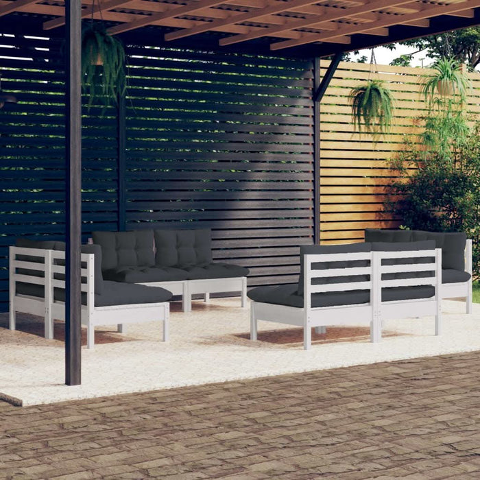 Set mobilier de grădină cu perne, 8 piese, antracit, lemn pin - WALTI WALTI