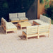 Set mobilier grădină cu perne, 9 piese, crem, lemn de pin - WALTI WALTI
