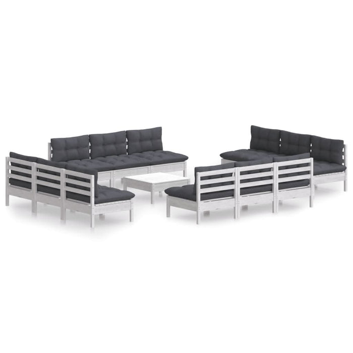 Set mobilier de grădină cu perne, 13 piese, antracit, lemn pin - WALTI WALTI