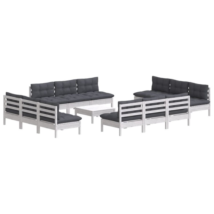 Set mobilier de grădină cu perne, 13 piese, antracit, lemn pin - WALTI WALTI