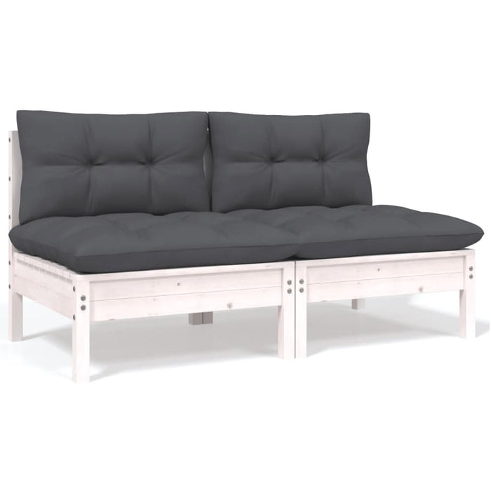 Set mobilier de grădină cu perne, 13 piese, antracit, lemn pin - WALTI WALTI