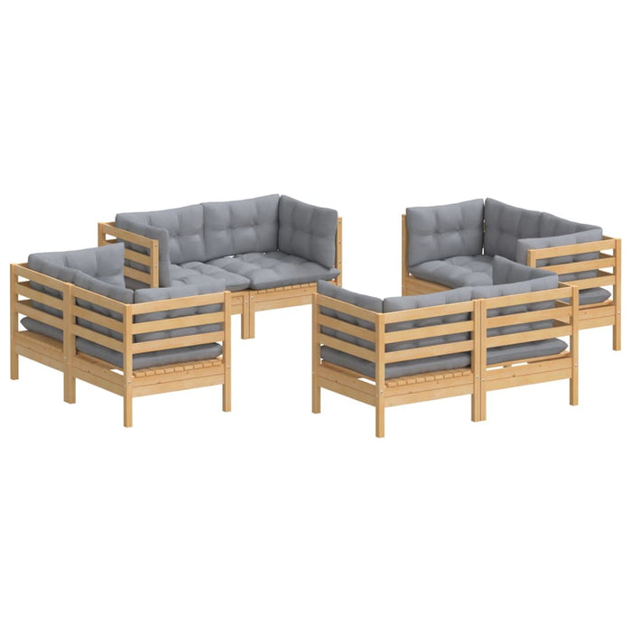 Set mobilier de grădină cu perne, 8 piese, gri, lemn de pin - WALTI WALTI