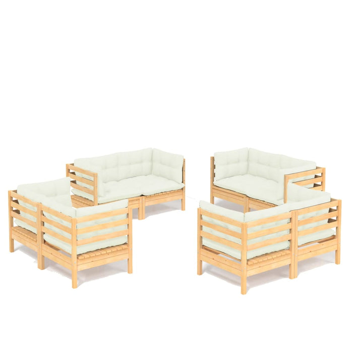 Set mobilier de grădină cu perne, 8 piese, crem, lemn de pin - WALTI WALTI