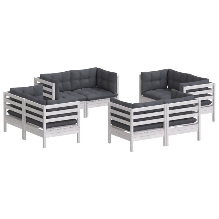 Set mobilier de grădină cu perne, 8 piese, antracit, lemn pin - WALTI WALTI