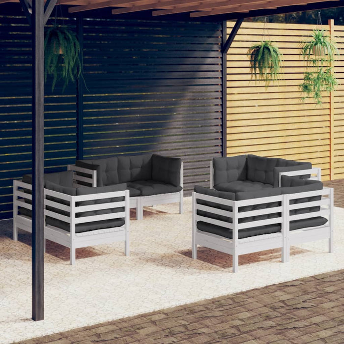 Set mobilier de grădină cu perne, 8 piese, antracit, lemn pin - WALTI WALTI