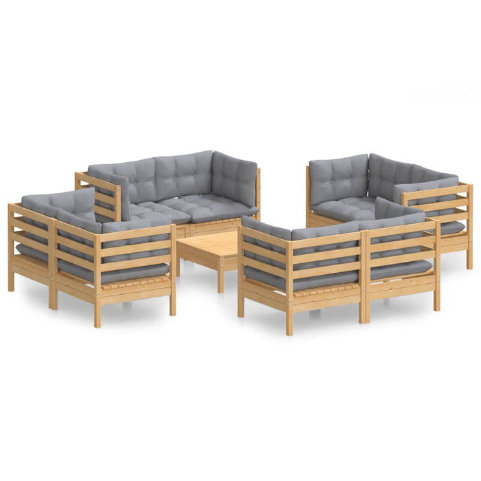Set mobilier de grădină cu perne, 5 piese, gri, lemn de pin - WALTI WALTI