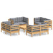 Set mobilier de grădină cu perne, 5 piese, gri, lemn de pin - WALTI WALTI