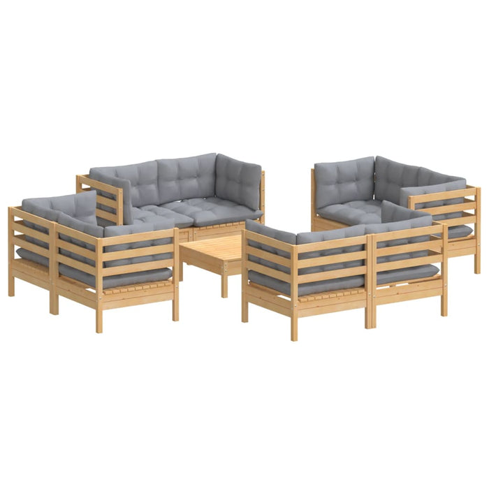 Set mobilier de grădină cu perne, 5 piese, gri, lemn de pin - WALTI WALTI