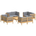 Set mobilier de grădină cu perne, 5 piese, gri, lemn de pin - WALTI WALTI