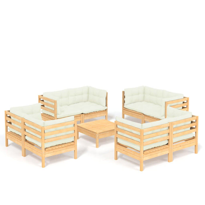 Set mobilier grădină cu perne, 9 piese, crem, lemn de pin - WALTI WALTI