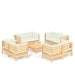 Set mobilier grădină cu perne, 9 piese, crem, lemn de pin - WALTI WALTI