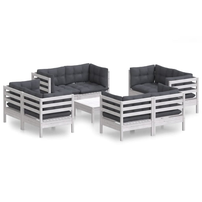 Set mobilier de grădină cu perne, 9 piese, antracit, lemn pin - WALTI WALTI