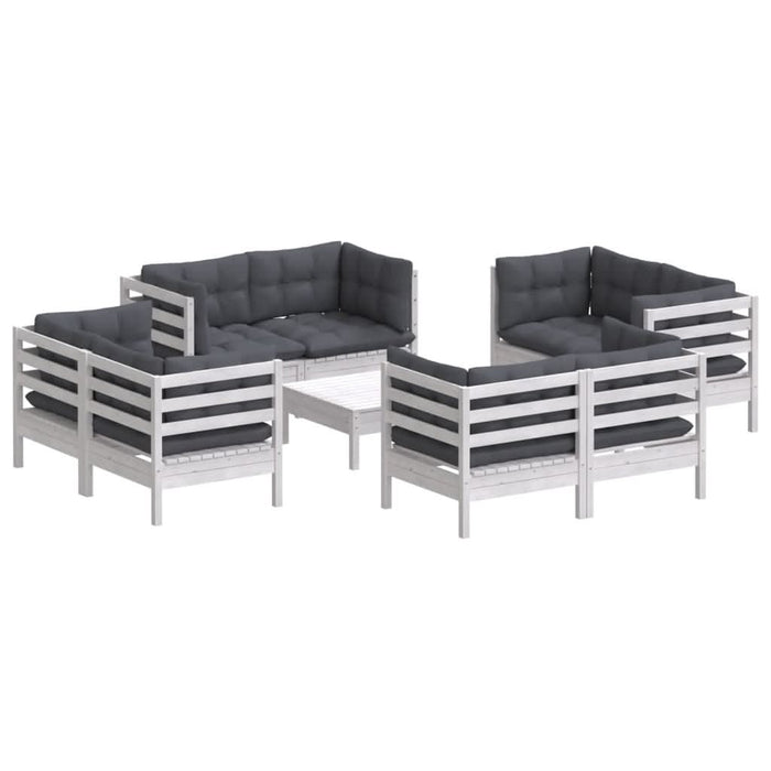 Set mobilier de grădină cu perne, 9 piese, antracit, lemn pin - WALTI WALTI