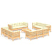Set mobilier grădină cu perne, 13 piese, crem, lemn de pin - WALTI WALTI