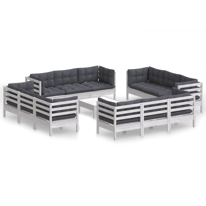 Set mobilier de grădină cu perne, 13 piese, antracit, lemn pin - WALTI WALTI