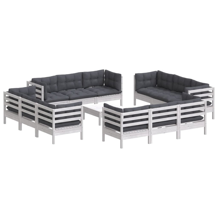 Set mobilier de grădină cu perne, 13 piese, antracit, lemn pin - WALTI WALTI