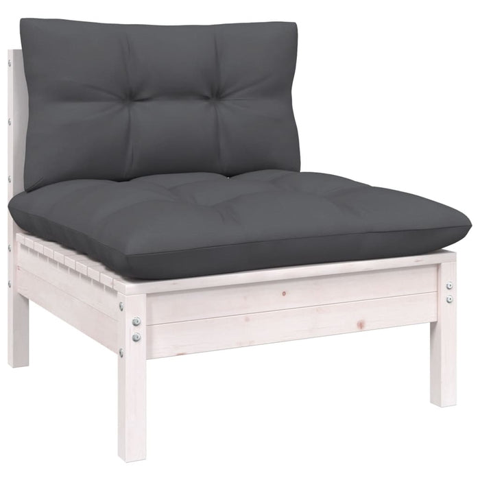 Set mobilier de grădină cu perne, 13 piese, antracit, lemn pin - WALTI WALTI
