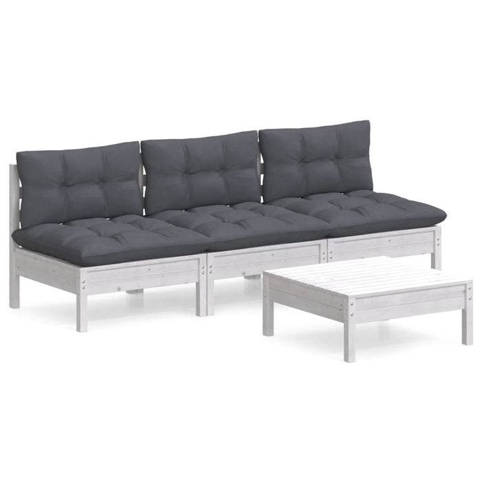 Set mobilier grădină cu perne antracit, 4 piese, lemn de pin - WALTI WALTI