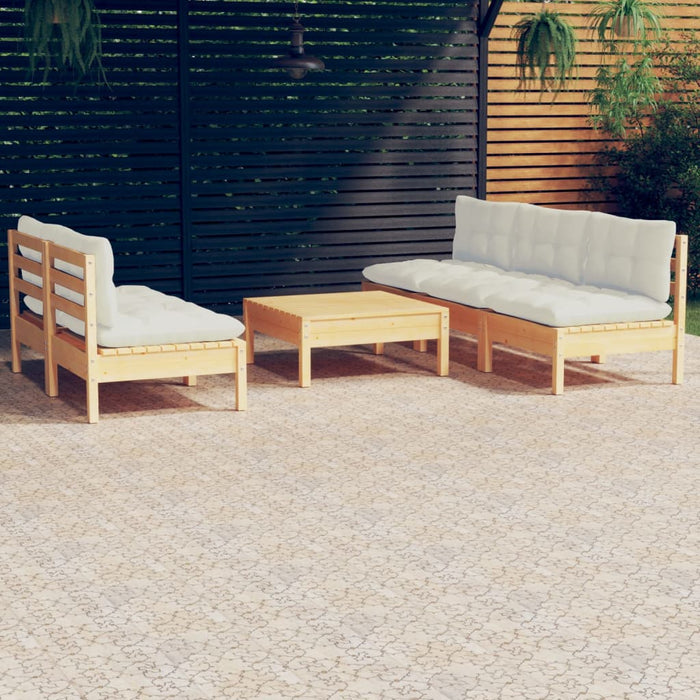 Set mobilier grădină cu perne crem, 6 piese, lemn masiv de pin - WALTI WALTI