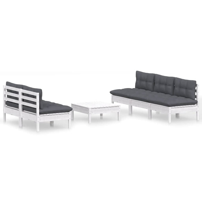 Set mobilier grădină cu perne antracit, 6 piese, lemn masiv pin - WALTI WALTI