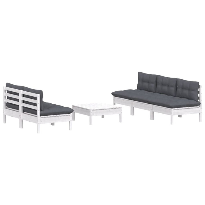 Set mobilier grădină cu perne antracit, 6 piese, lemn masiv pin - WALTI WALTI