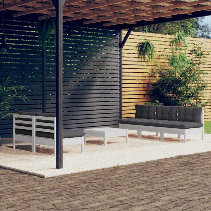 Set mobilier grădină cu perne antracit, 6 piese, lemn masiv pin - WALTI WALTI