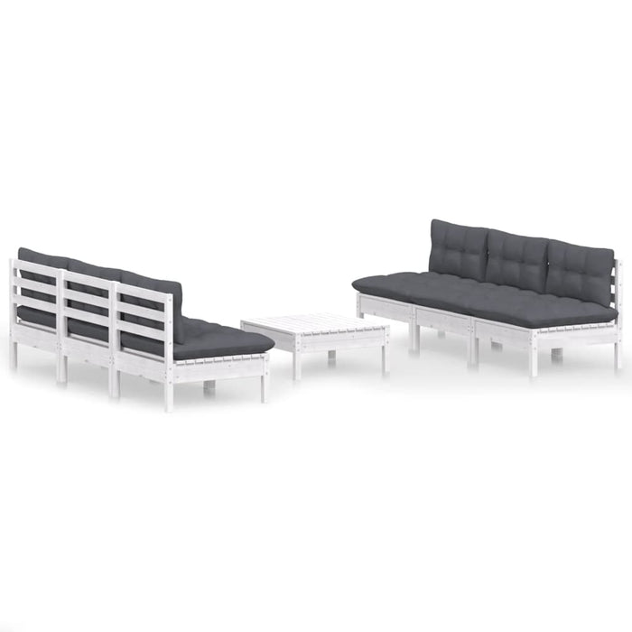 Set mobilier grădină cu perne antracit, 7 piese, lemn masiv pin - WALTI WALTI