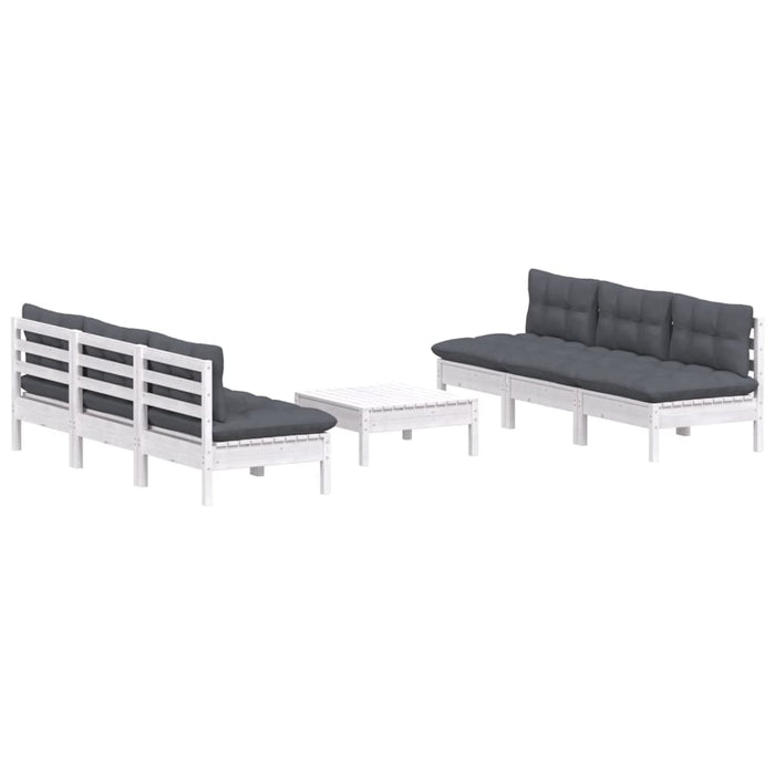 Set mobilier grădină cu perne antracit, 7 piese, lemn masiv pin - WALTI WALTI