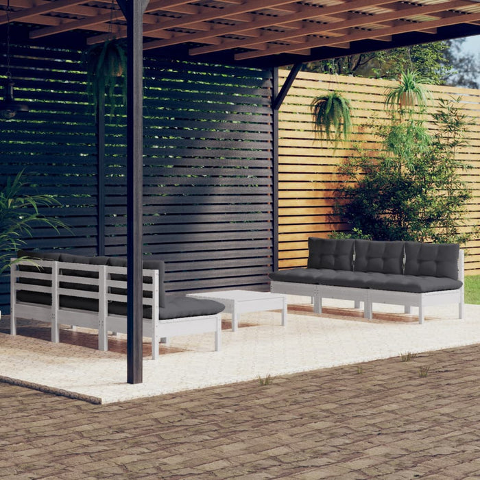 Set mobilier grădină cu perne antracit, 7 piese, lemn masiv pin - WALTI WALTI